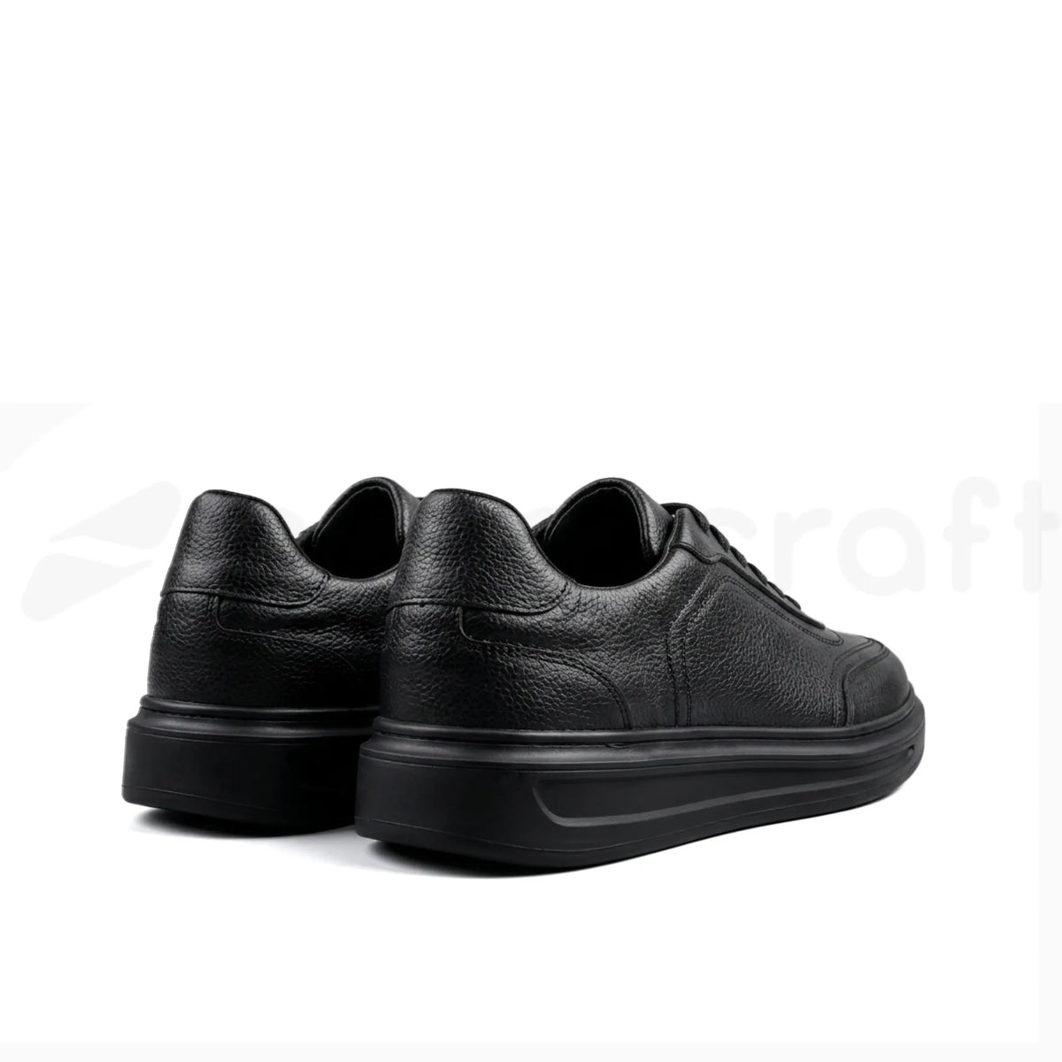NazarCraft LEGACY Baskets en Cuir Grainé Noir avec Semelle Foncée Pour Homme et Femme