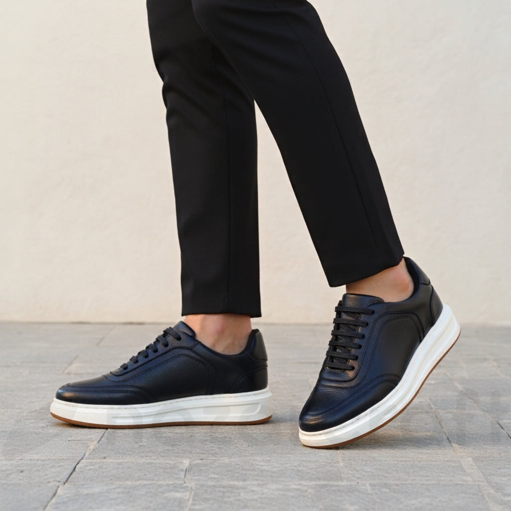 NazarCraft LEGACY Baskets en Cuir Grainé Noir Pour Homme et Femme