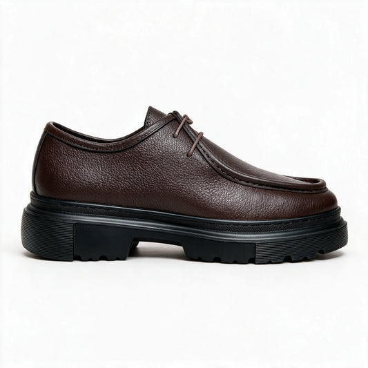 Chunky Derbies en Cuir Grainé avec Semelle en EVA