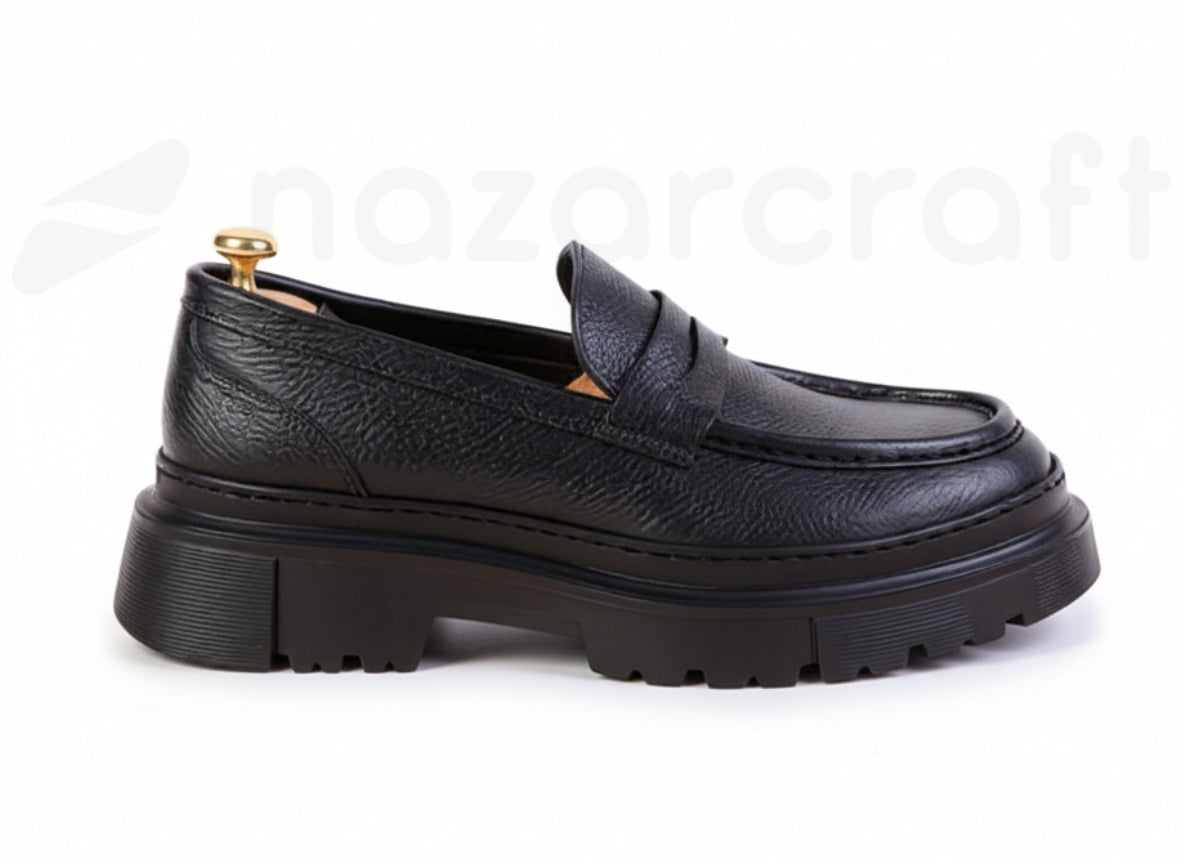 Chunky Moccasins en Cuir Grainé avec Semelle en Eva
