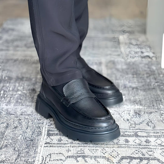 Chunky Moccasins en Cuir Grainé avec Semelle en Eva