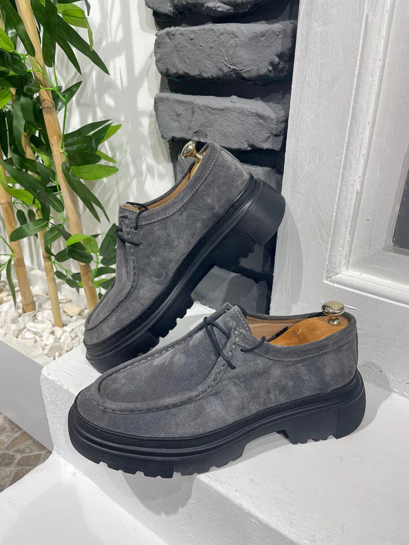 Chunky Derby en Daim Gris avec Semelle en EVA