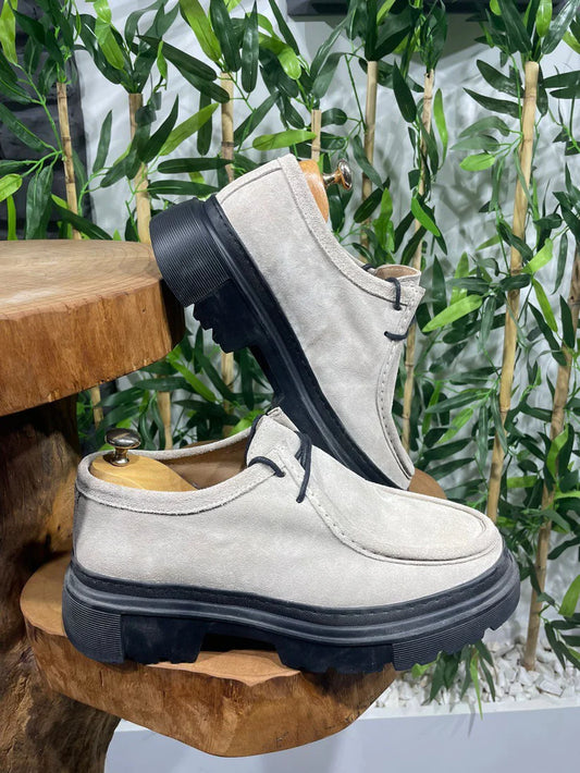 Chunky Derby en Daim Beige avec Semelle en EVA