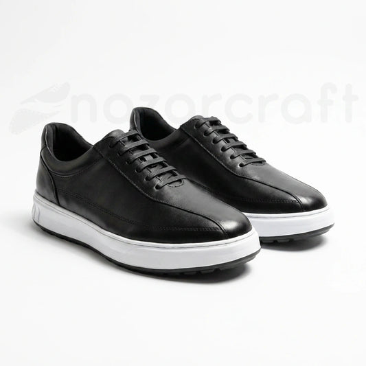 NazarCraft APEX Baskets en Cuir Noir Bleu Nuit et Vert Olive en Semelle Eva pour Homme