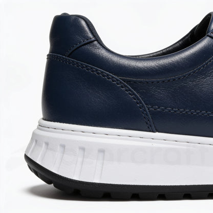 APEX Baskets en Cuir Noir Bleu Nuit et Vert Olive Avec Semelle Eva (Anti-tâche)