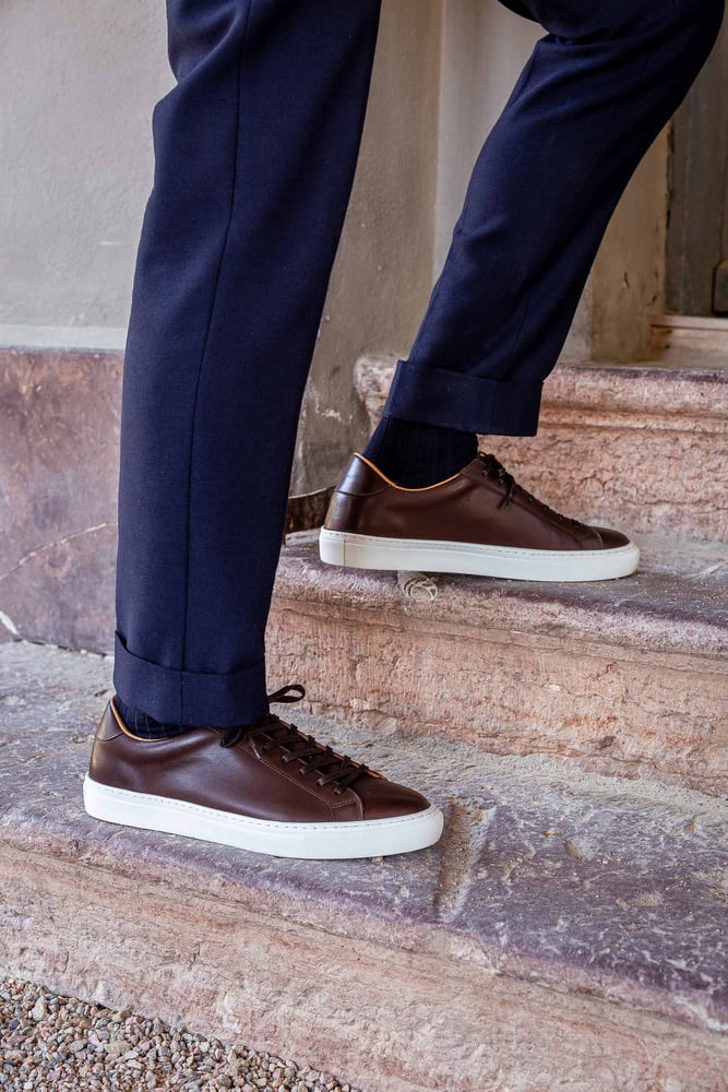 Baskets en Cuir Marron Foncé Pour Homme et Femme