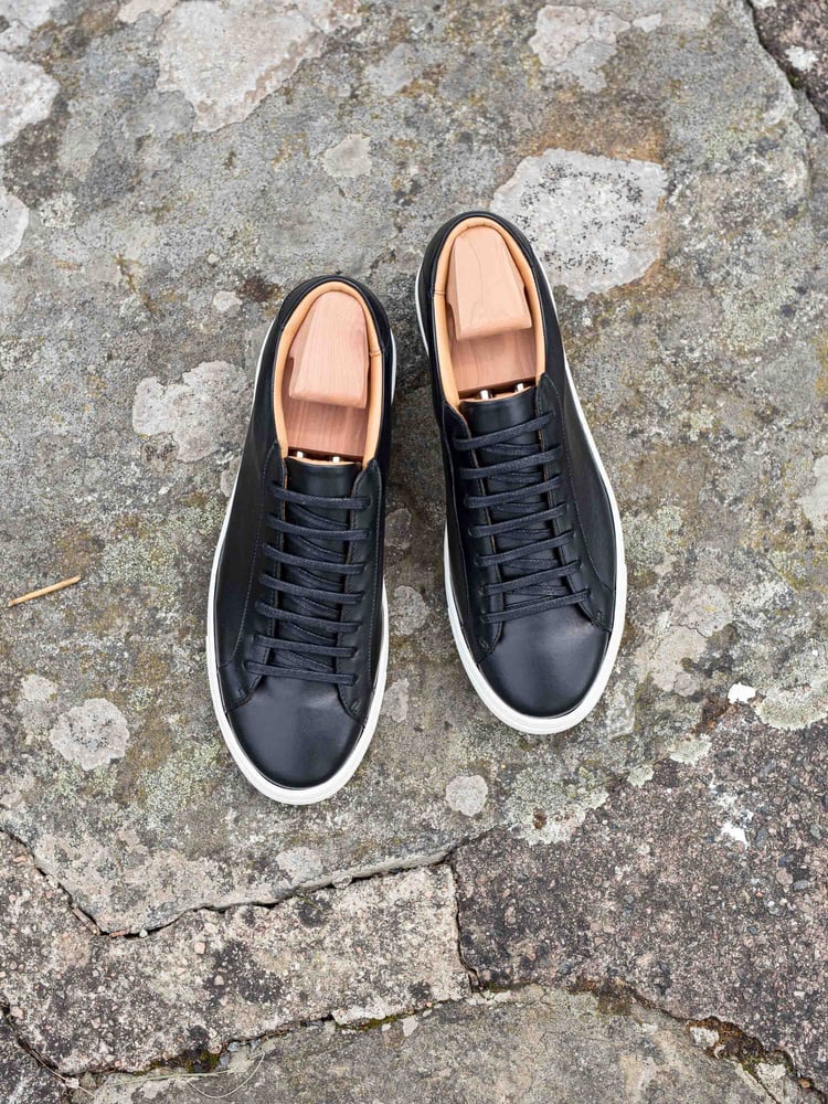 Baskets en Cuir Noir Pour Homme