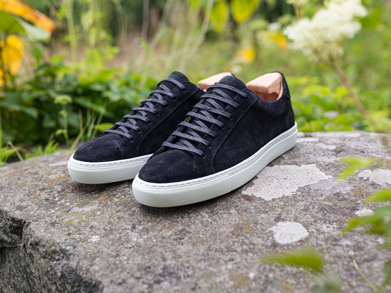 Baskets en Cuir Daim Noir Pour Homme