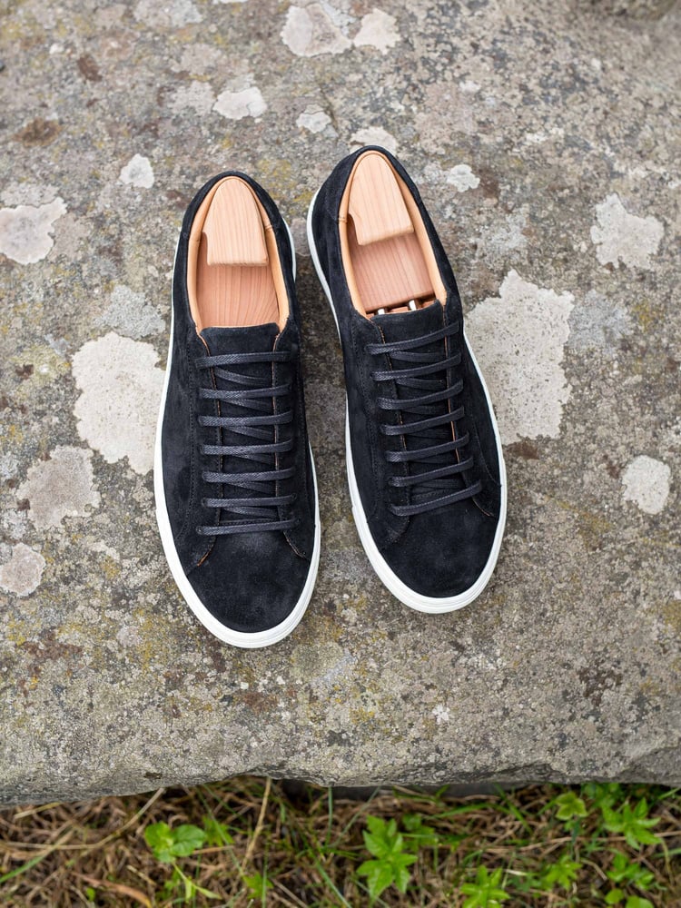 Baskets en Cuir Daim Noir Pour Homme