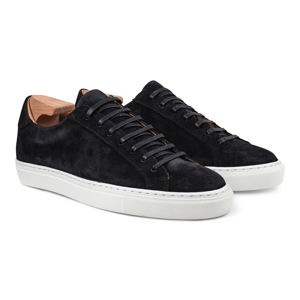 Baskets en Cuir Daim Noir Pour Homme