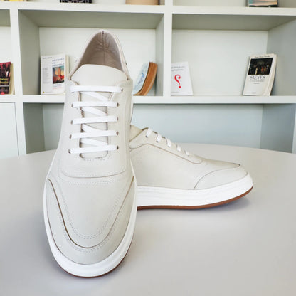 Baskets en Cuir  Beige et Noir Pour Homme et Femme