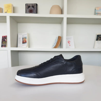 Baskets en Cuir  Beige et Noir Pour Homme et Femme