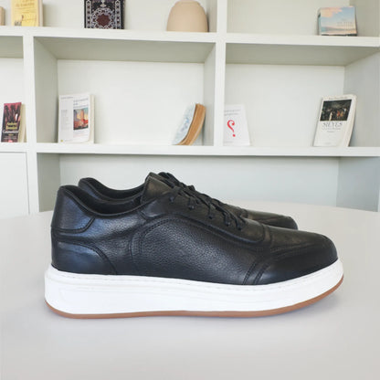 Baskets en Cuir  Beige et Noir Pour Homme et Femme