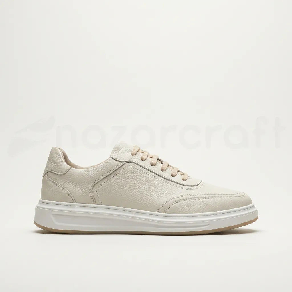 NazarCraft LEGACY Baskets en Cuir Grainé Beige et Noir et Marron Pour Homme