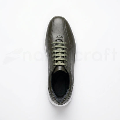 NazarCraft APEX Baskets en Cuir Noir Bleu Nuit et Vert Olive en Semelle Eva pour Homme