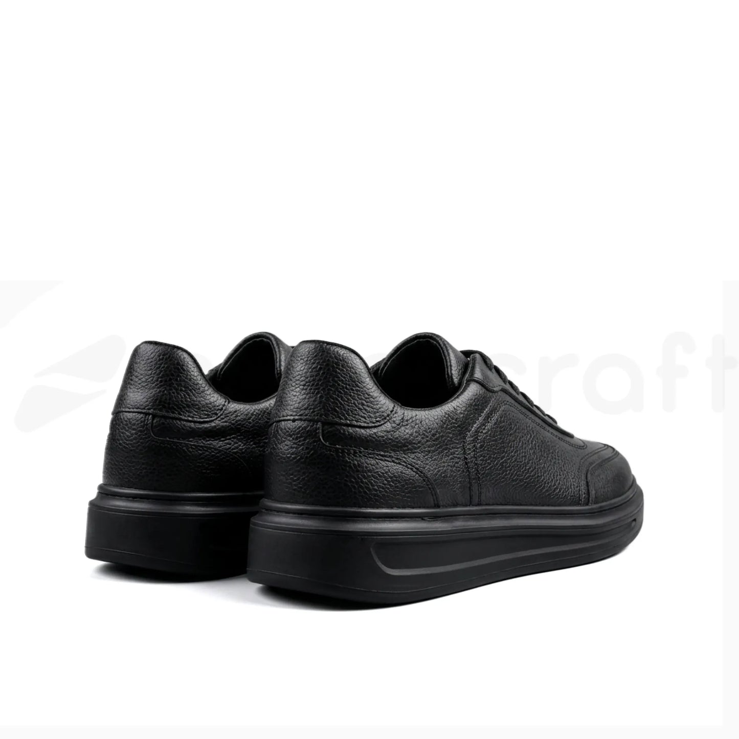 NazarCraft LEGACY Baskets en Cuir Grainé Noir avec Semelle Foncée Pour Homme et Femme
