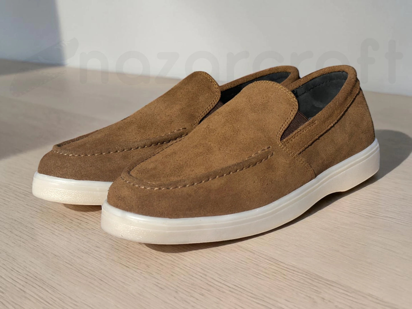 NazarCraft NOBLE Loafers Summer Walk Marron Tan en Daim Suédé