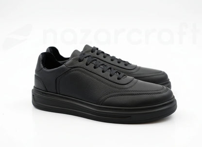 NazarCraft LEGACY Baskets en Cuir Grainé Noir avec Semelle Foncée Pour Homme et Femme