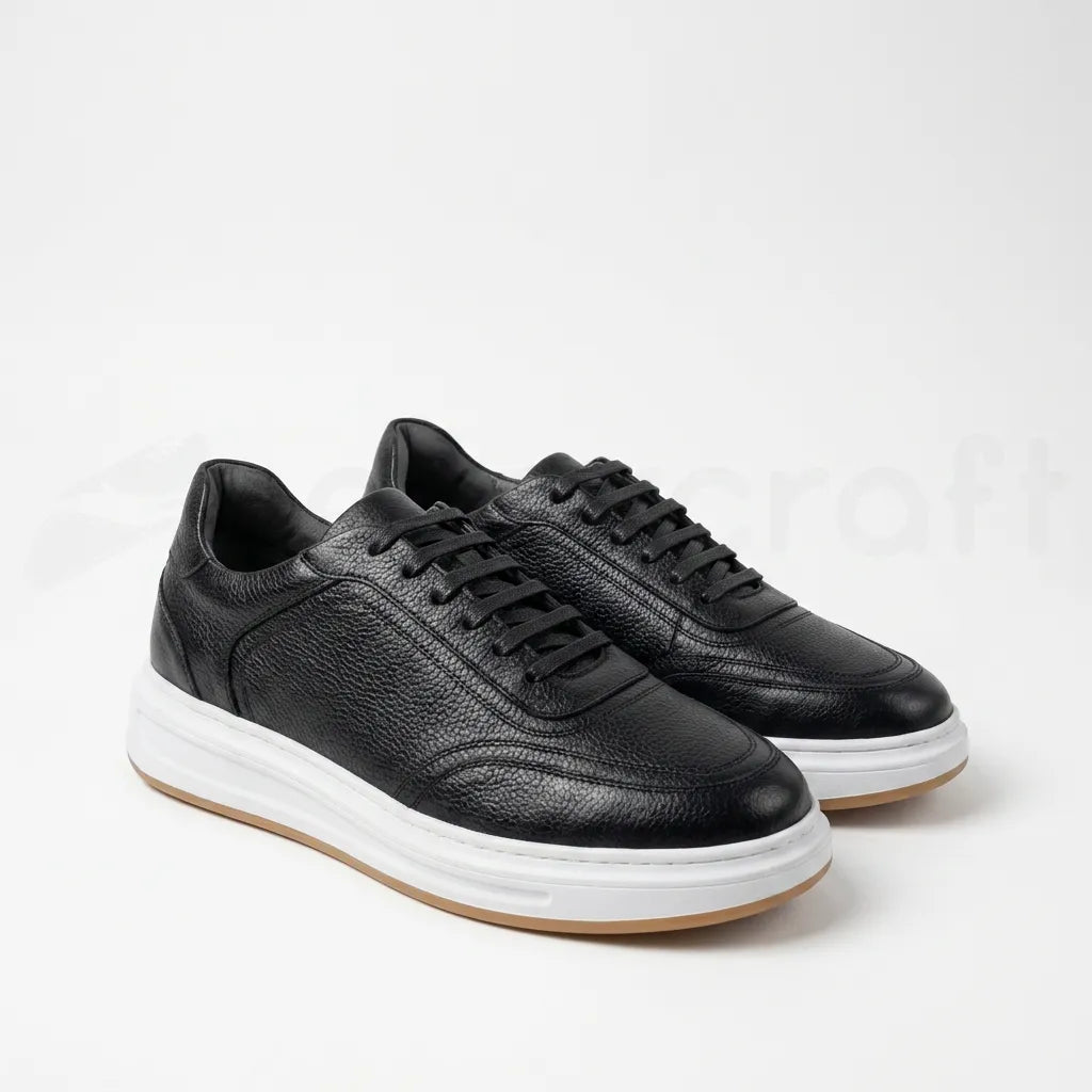NazarCraft LEGACY Baskets en Cuir Grainé Beige et Noir et Marron Pour Homme