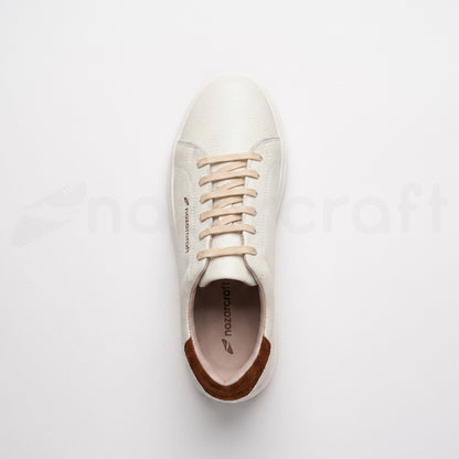 Sneakers en Cuir Grainé Noir et Beige Pour Homme et Femme