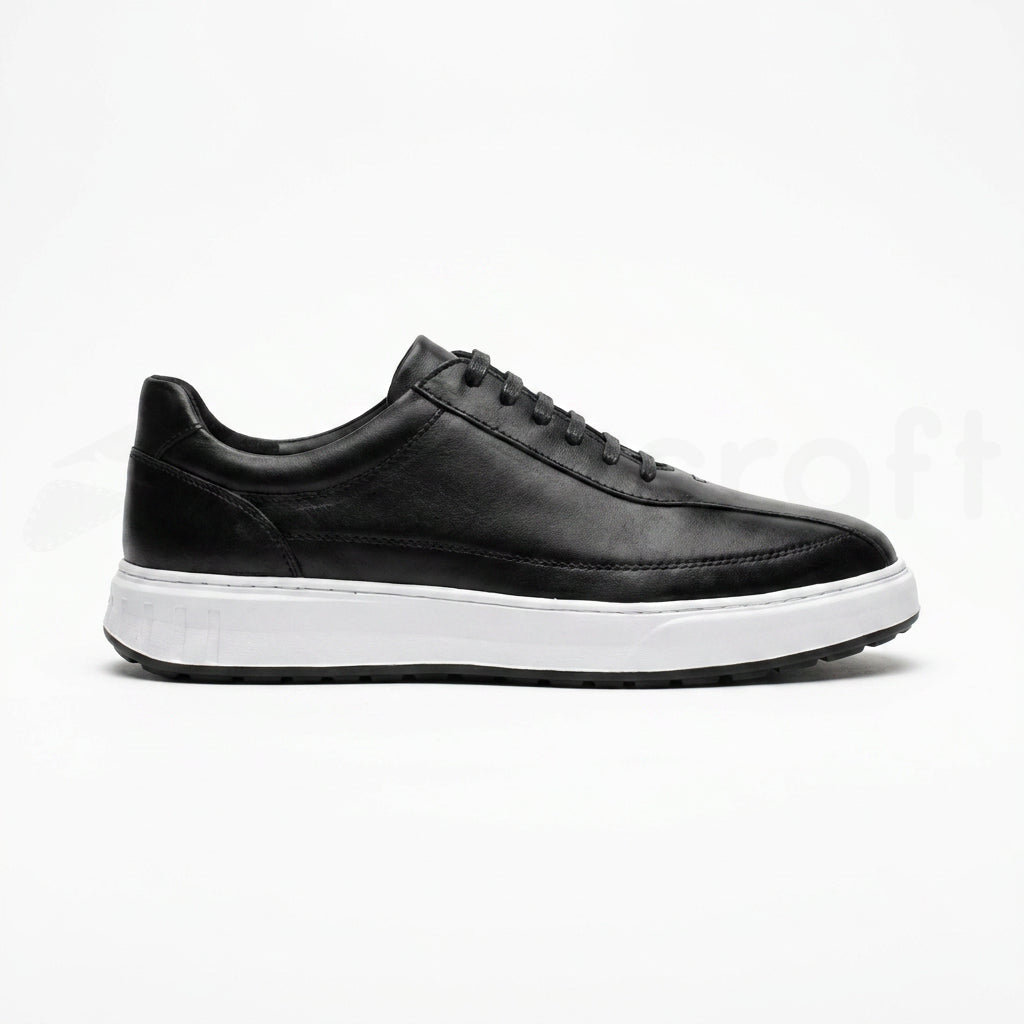 NazarCraft APEX Baskets en Cuir Noir Bleu Nuit et Vert Olive en Semelle Eva pour Homme