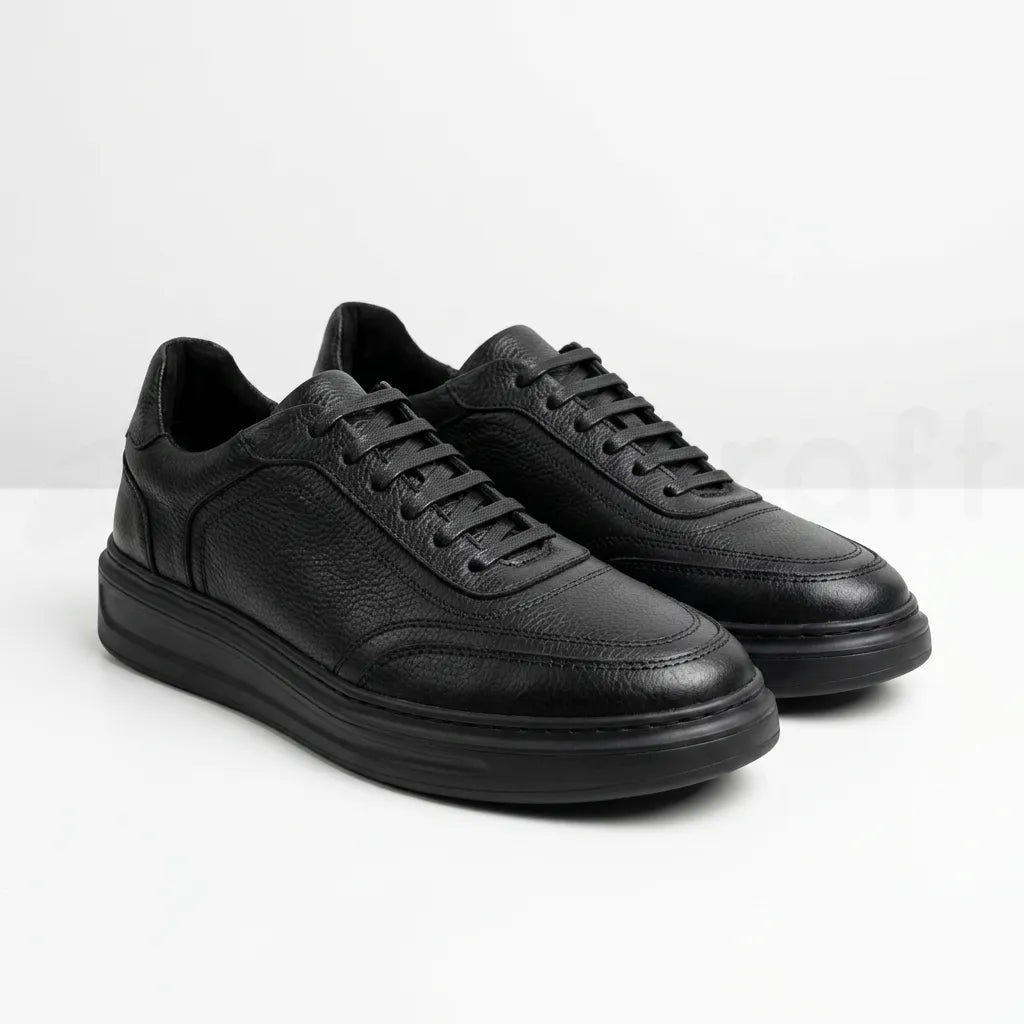 NazarCraft LEGACY Baskets en Cuir Grainé Beige et Noir et Marron Pour Homme