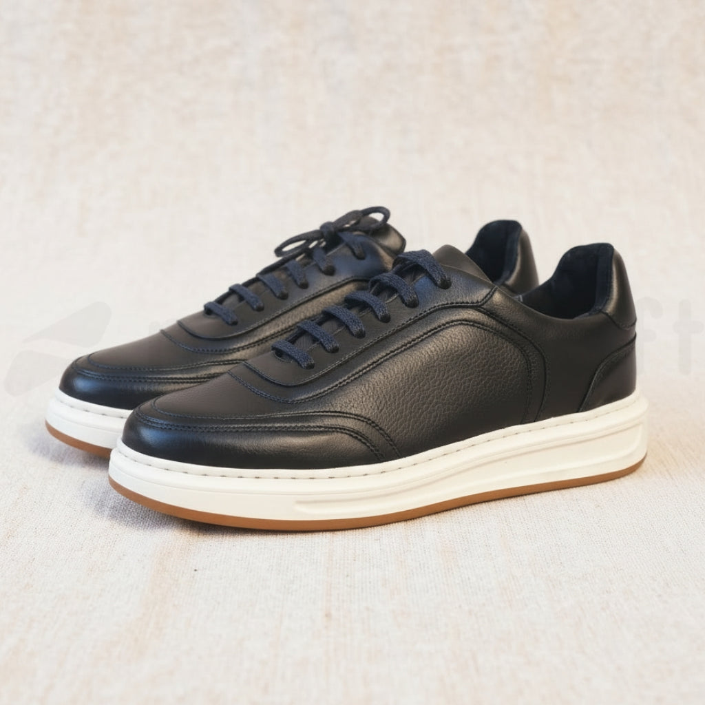 NazarCraft LEGACY Baskets en Cuir Grainé Noir Pour Homme et Femme