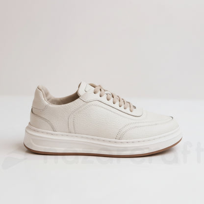 NazarCraft LEGACY Baskets en Cuir Grainé Beige Pour Homme et Femme