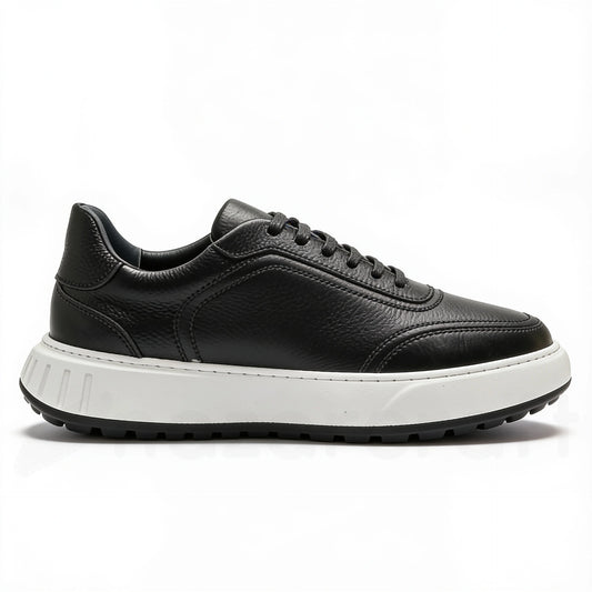 LEGACY Baskets en Cuir Grainé Noir avec Semelle Eva Anti-Tâche