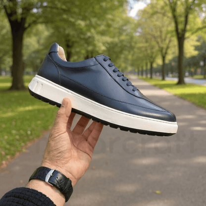 NazarCraft APEX Baskets en Cuir Noir Bleu Nuit et Vert Olive en Semelle Eva pour Homme