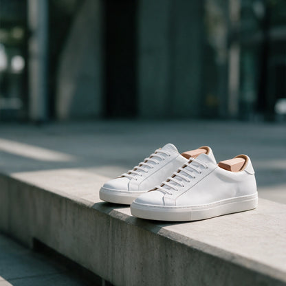 Prime Baskets en Cuir Noir ou Blanc avec Semelle Noire ou Blanche