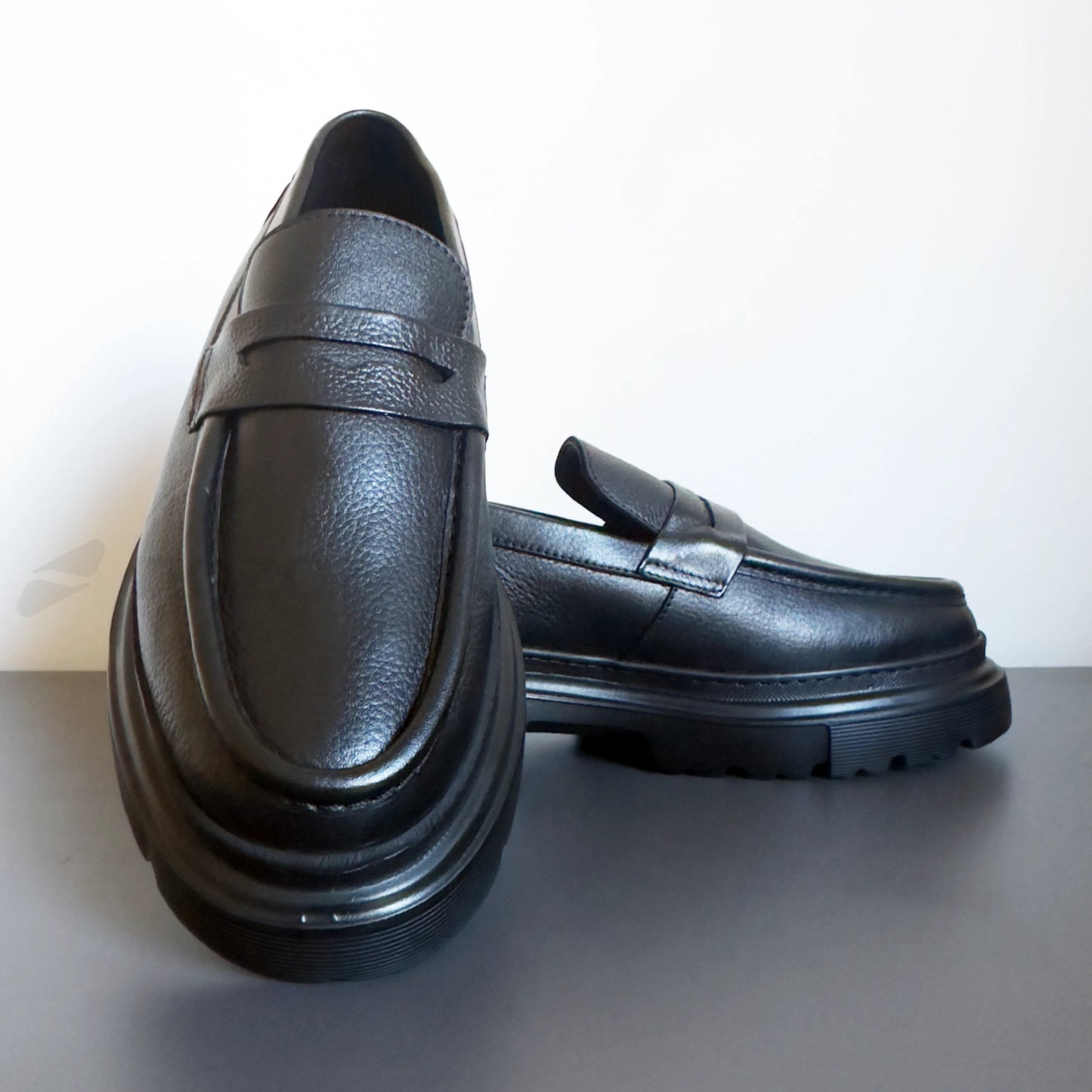 Chunky Moccasins en Cuir Grainé avec Semelle en Eva