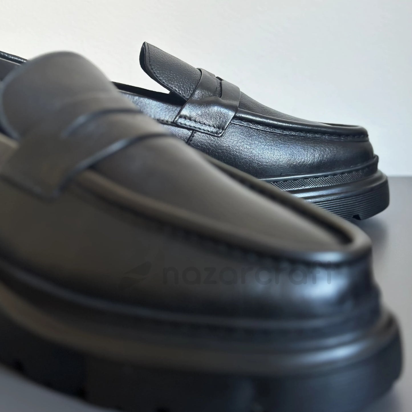 Chunky Moccasins en Cuir Grainé avec Semelle en Eva