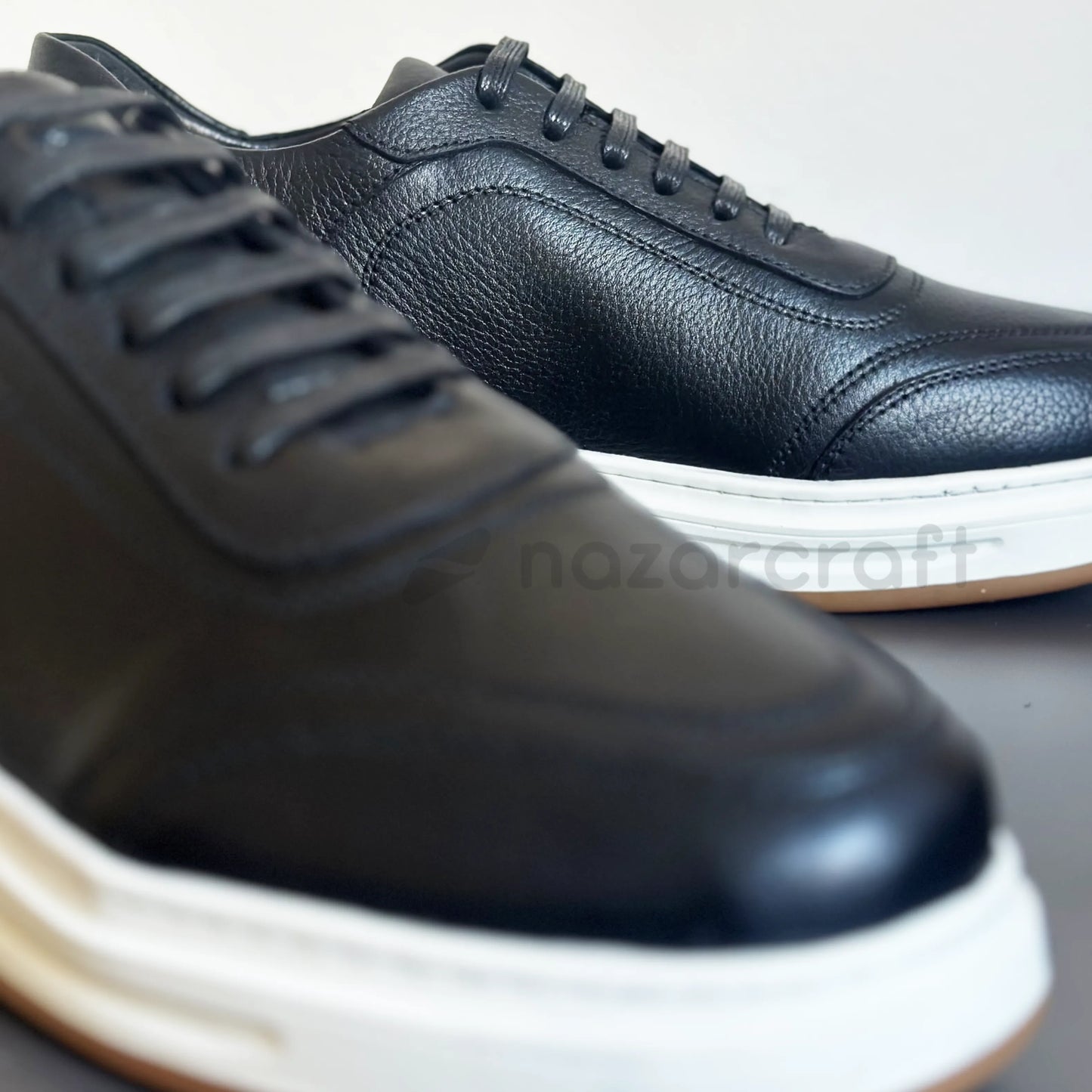 NazarCraft LEGACY Baskets en Cuir Grainé Noir Pour Homme et Femme