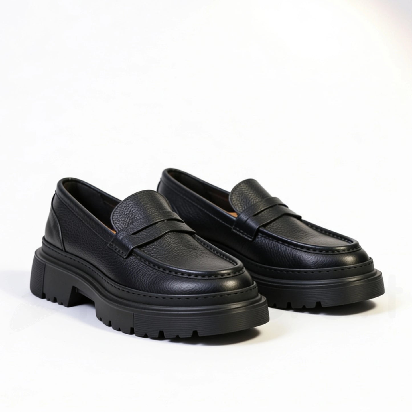 Chunky Moccasins en Cuir Grainé avec Semelle en Eva