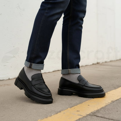 Chunky Moccasins en Cuir Grainé avec Semelle en Eva