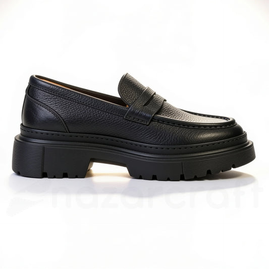 Chunky Moccasins en Cuir Grainé avec Semelle en Eva