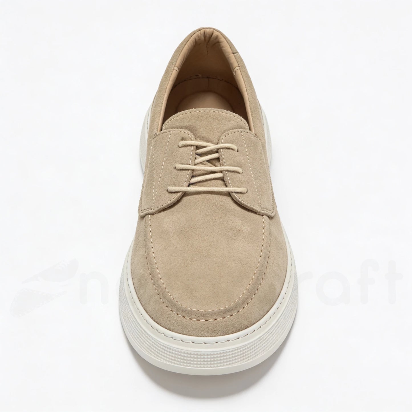 Mocassins Slip-Ons à Lacets en Daim Beige avec Semelle Eva Anti-Tâche