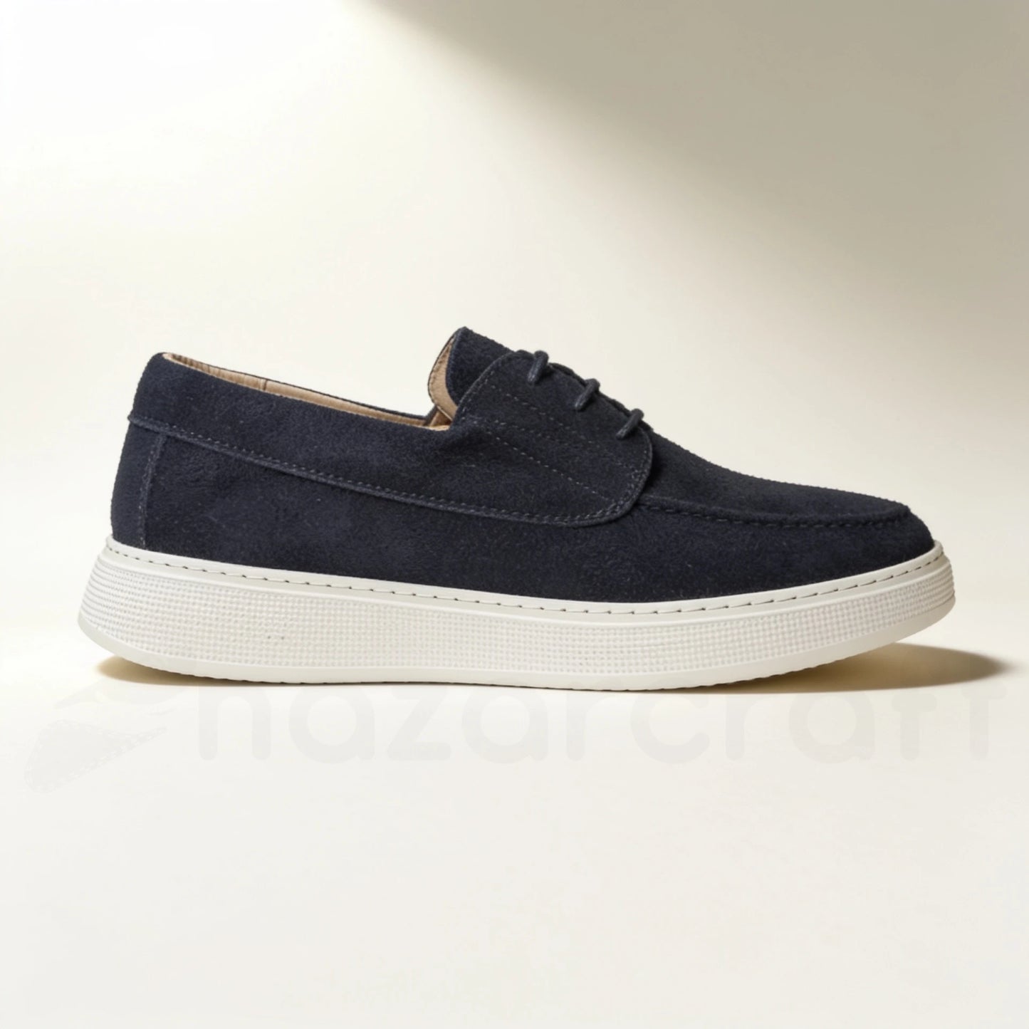 Mocassins Slip-Ons à Lacets en Daim Bleu Marine avec Semelle Eva Anti-Tâche