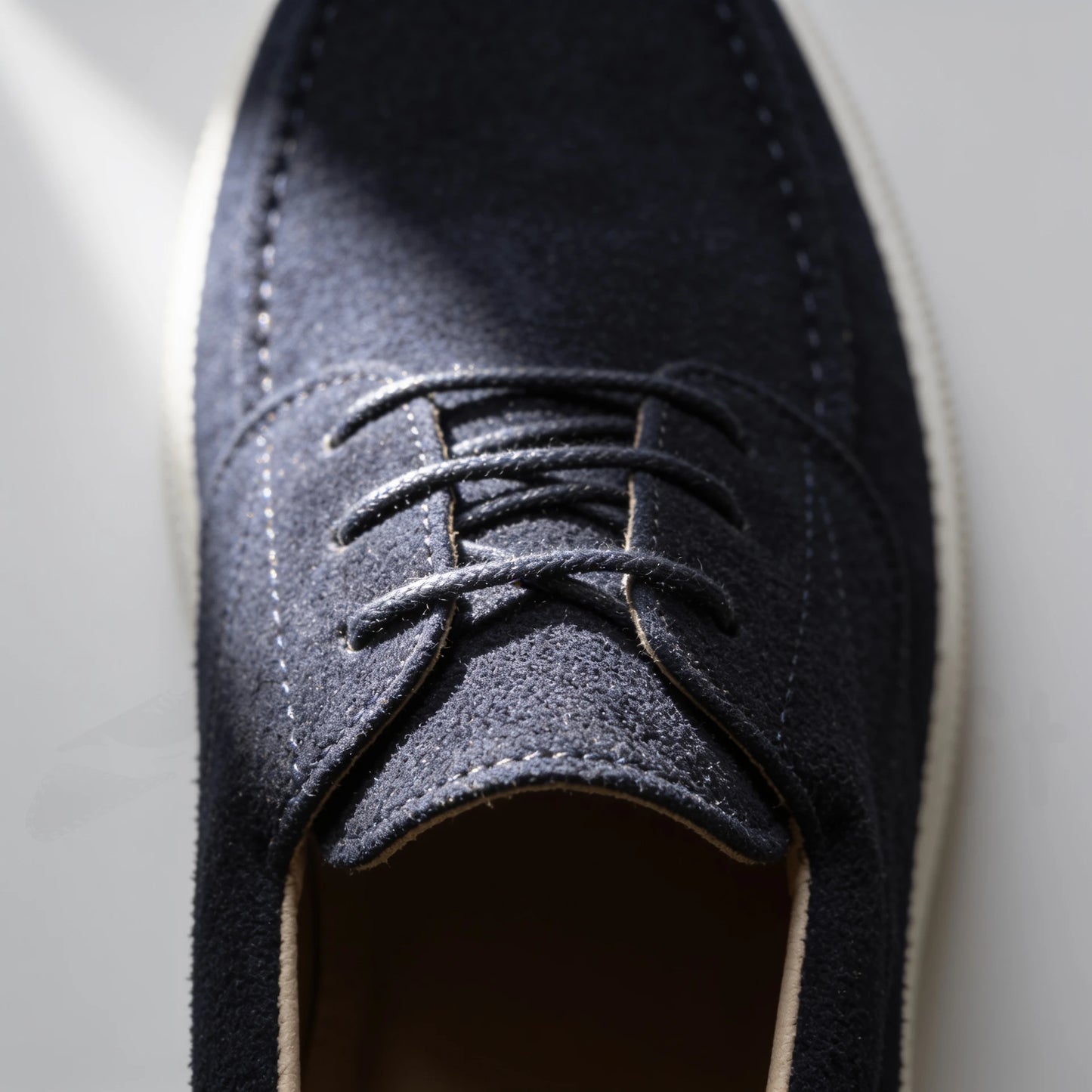 Slip-Ons Mocassins à Lacets en Daim Bleu Marine avec Semelle Eva Anti-Tâche