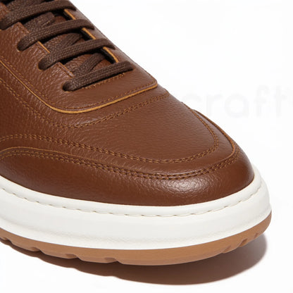 LEGACY 2.0 Baskets en Cuir Grainé Beige et Noir et Marron avec Semelle Eva Anti-Tâche