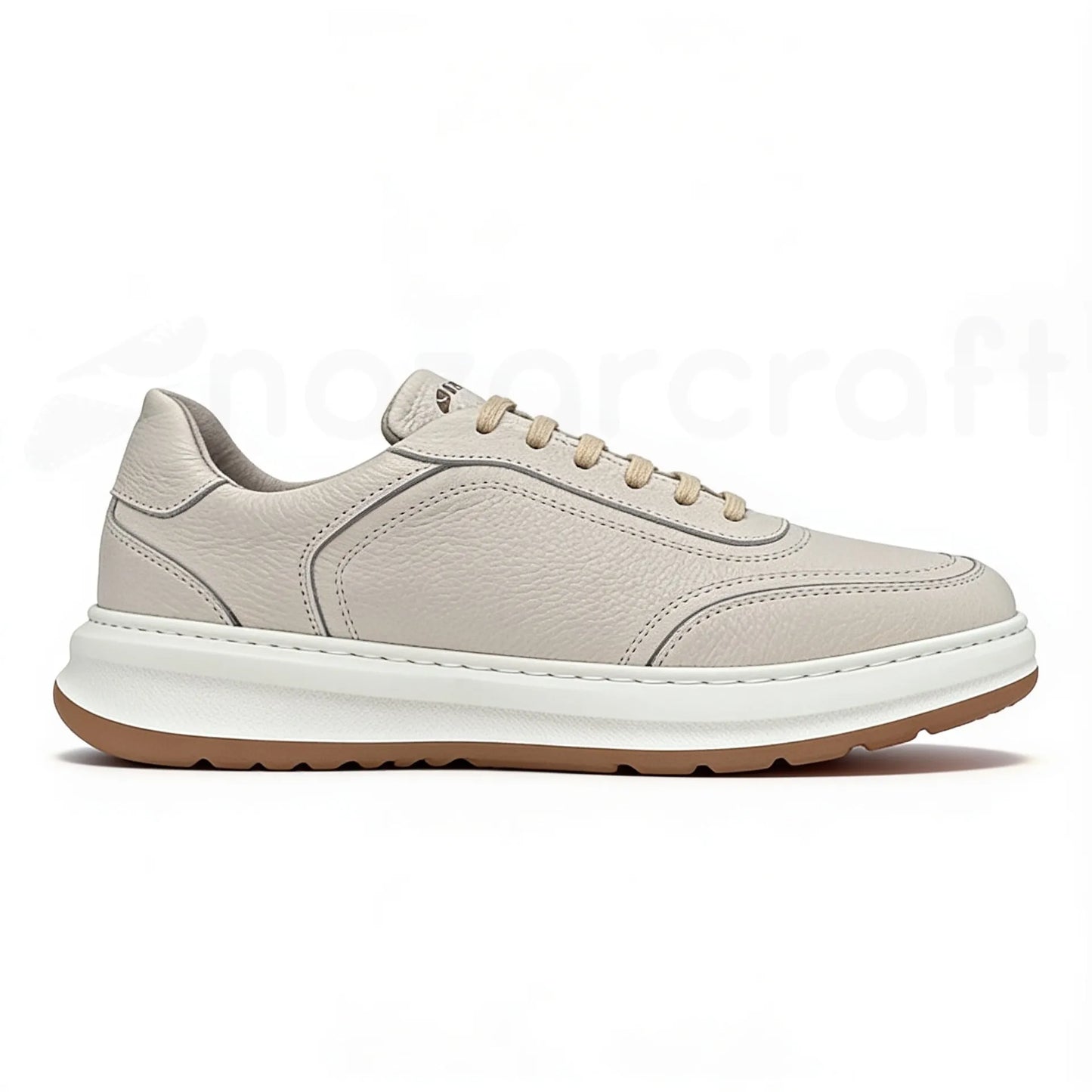 LEGACY 2.0 Baskets en Cuir Grainé Beige et Noir et Marron avec Semelle Eva Anti-Tâche