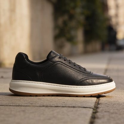 LEGACY 2.0 Baskets en Cuir Grainé Beige et Noir et Marron avec Semelle Eva Anti-Tâche