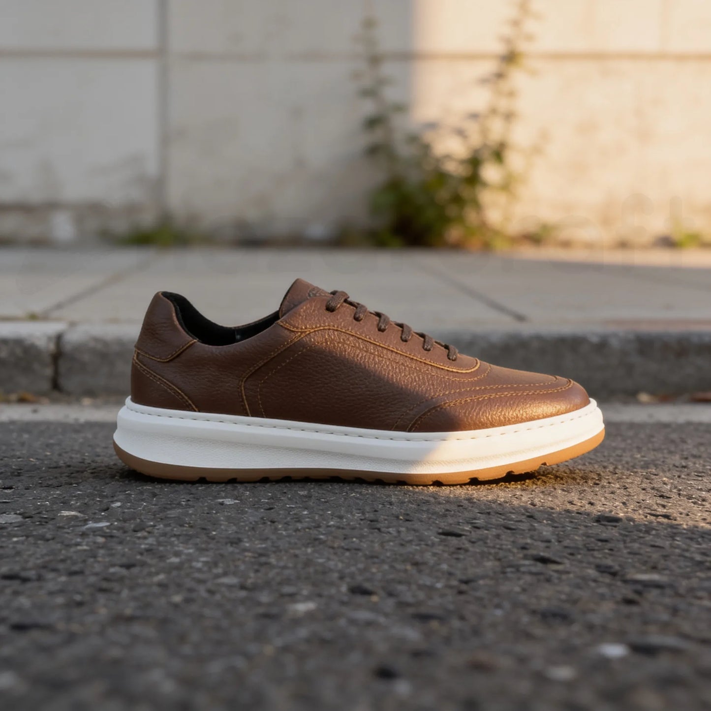 LEGACY 2.0 Baskets en Cuir Grainé Beige et Noir et Marron avec Semelle Eva Anti-Tâche