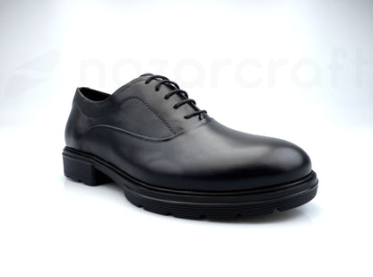 Oxford Noir Élégant pour Homme en Cuir de Veau Véritable et Semelle Eva Confort