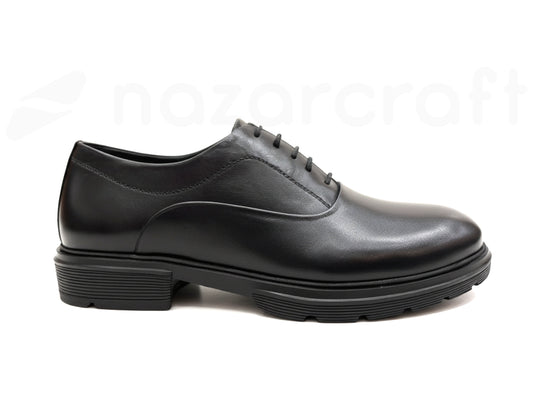 Oxford Noir Élégant pour Homme en Cuir de Veau Véritable et Semelle Eva Confort