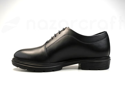Oxford Noir Élégant pour Homme en Cuir de Veau Véritable et Semelle Eva Confort