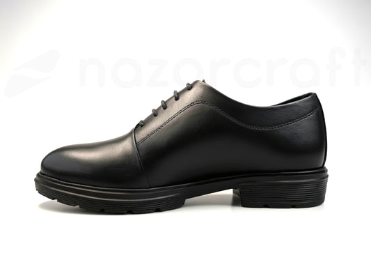 Oxford Noir Élégant pour Homme en Cuir de Veau Véritable et Semelle Eva Confort