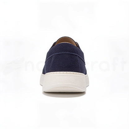 Mocassins Slip-Ons à Lacets en Daim Bleu Marine avec Semelle Eva Anti-Tâche