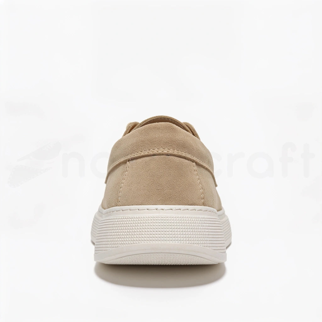Mocassins Slip-Ons à Lacets en Daim Beige avec Semelle Eva Anti-Tâche